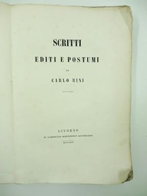 Scritti editi e postumi di Carlo Bini