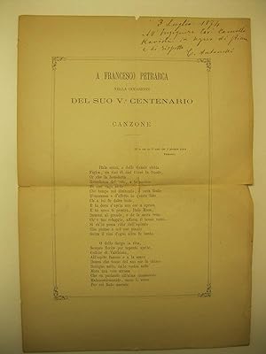 A Francesco Petrarca nella occasione del suo V Centenario. Canzone