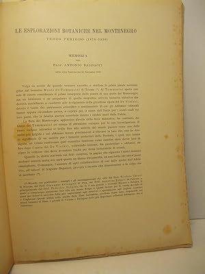 Le esplorazioni botaniche nel Montenegro. Terzo periodo (1878-1930). Memoria letta nella sessione...