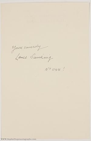 Signature 'Lance Sieveking' and Subscription, (Lancelot de Giberne, 1896-1972, Artist, Writer and...