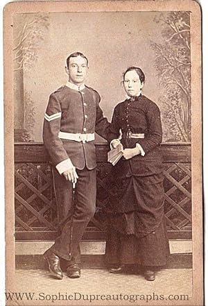 Evocative Studio carte de visite Photograph of a Soldier in Dress Uniform with his Wife,