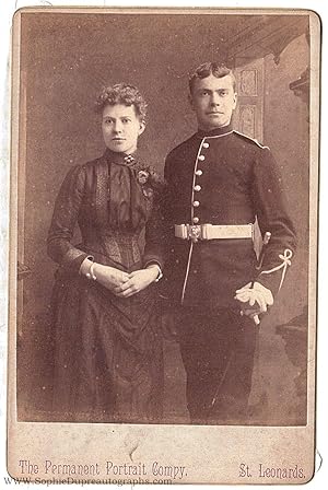 Charming Studio Cabinet Photograph of a Soldier with his Wife,