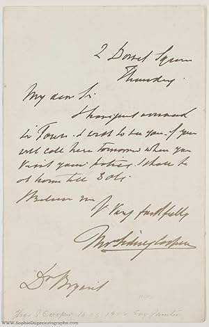 Autograph Letter Signed to Dr Bryant, (Thomas Sidney, 1803-1902, R.A., Animal Painter)
