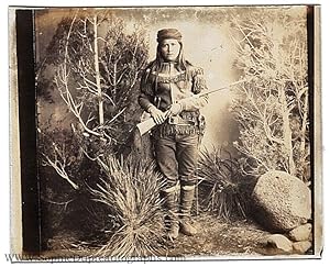 Rare Positive Glass Plate Portrait Photograph by Ben WITTICK (Chiricahua Raider and U.S. Apache S...