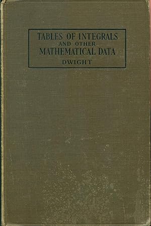 TABLES OF INTEGRALS AND OTHER MATHEMATICAL DATA