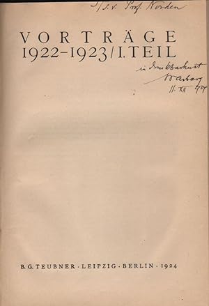 (Vorträge der Bibliothek Warburg. I-II. Herausgegeben von Fritz Saxl.) Vorträge 1921-1922; 1922-1...