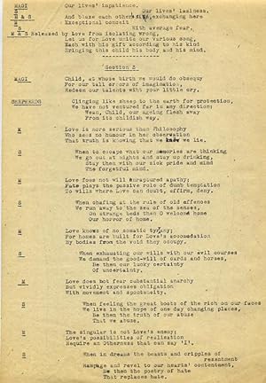 THE CHRISTMAS ORATORIO [FOR THE TIME BEING]: CARBON COPY OF A TYPED MANUSCRIPT WITH CHORAL SETTINGS