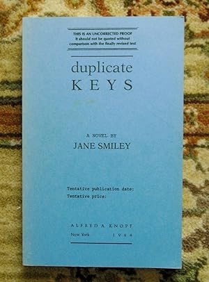 1984 JANE SMILEY - SIGNED UNCORRECTED PROOF COPY of her 3rd Book DUPLICATE KEYS - One of America'...