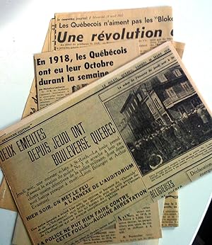 Dossier Émeute à Québec le 28 mars 1918 (5 coupures de presse rappelant les événements)