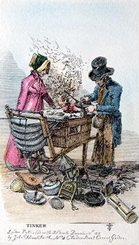 Man mending pans ('Tinker'), from Etchings of Remarkable Beggars, Itinerant Traders, and Other Pe...