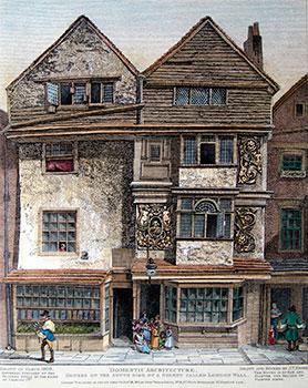 Houses on the South Side of a street called London Wall ? Drawn in March,1808
