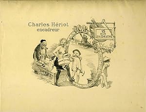 Charles Heriot, encadreur, 15 rue du Delta. Lithograph advertisement for Paris frame maker