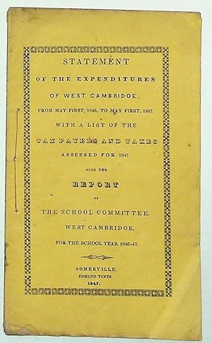 Statements of Expenditures of West Cambrige, From May First, 1846, to May First, 1847. With a lis...