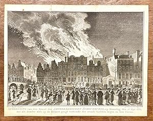 Antique print, etching | The fire of the Amsterdam Theater, published 1772, 1 p.