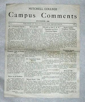 Mitchell College Campus Comments, Volume 1, Number 1 (December 1940)