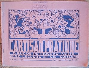 Catalogue de l'ARTISAN PRATIQUE - Août 1924