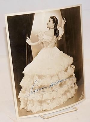 8x10 sepia photograph of Licia Albanese as Violetta in "La Traviata," signed