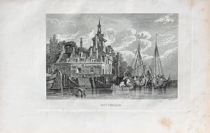 "Rotterdam" originaler Stahlstich ca.9x14cm (Darstellung/image size) auf Bütten-Papier (14x21,5cm...