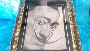 DIBUJO ORIGINAL AL CARBON CON EL ROSTRO DE DALÍ, FIRMADO 1950