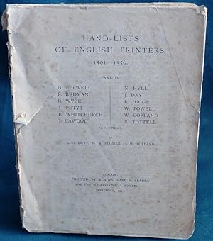 Hand-List of English Printers 1501-1556. Part IV.