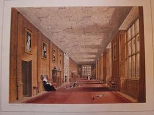 A Fine Original Hand Coloured Lithograph Illustration of the Gallery at Aston Hall in Warwickshir...