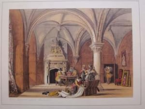 A Fine Original Hand Coloured Lithograph Illustration of the Hall at Bolsover Castle in Derbyshir...