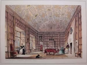 A Fine Original Hand Coloured Lithograph Illustration of the Drawing Room at Boughton Matherbe in...