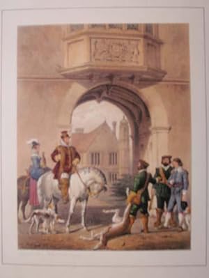 A Fine Original Hand Coloured Lithograph Illustration of Charlcote in Warwickshire from The Mansi...