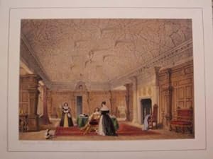 A Fine Original Hand Coloured Lithograph Illustration of the Drawing Room at Dorfold in Cheshire ...