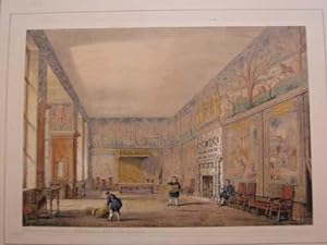A Fine Original Hand Coloured Lithograph Illustration of the Presence Chamber at Hardwick Hall in...
