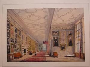 A Fine Original Hand Coloured Lithograph Illustration of the Gallery at Hardwick Hall in Derbyshi...