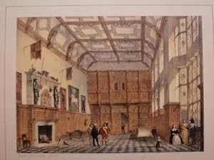 A Fine Original Hand Coloured Lithograph Illustration of the Hall at Hatfield in Hertfordshire fr...