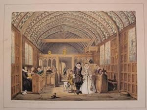 A Fine Original Hand Coloured Lithograph Illustration of the Chapel at the Moat House in Ightham,...