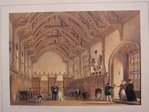 A Fine Original Hand Coloured Lithograph Illustration of the Hall at Milton Abbey in Dorsetshire ...