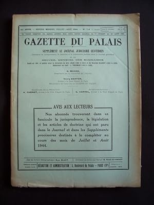 Gazette du Palais - N°7-8 1944