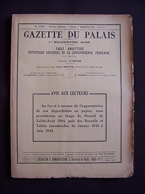 Gazette du Palais - N°6 bis 1945