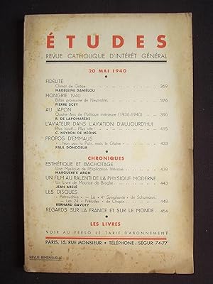 Etudes - Revue catholique d'intérêt général - 20 Mai 1940