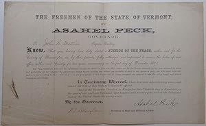 Partly printed document signed as Governor