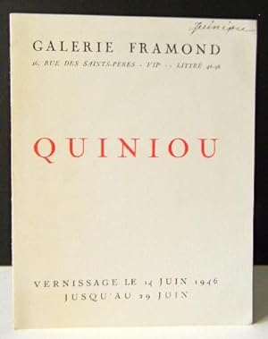 QUINIOU. Catalogue exposition Galerie Framond, Paris 1946.