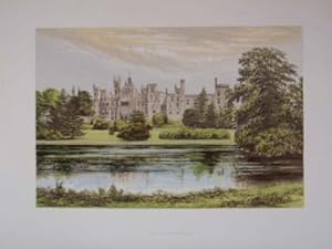 An Original Antique Woodblock Colour Print Illustrating Alton Towers in Staffordshire, from The P...