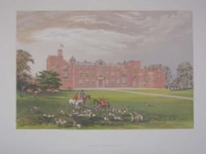 An Original Antique Woodblock Colour Print Illustrating Burton Constable in Yorkshire, from The P...