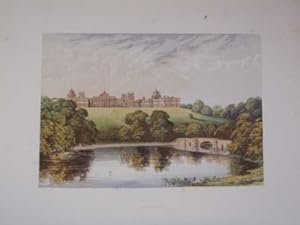 An Original Antique Woodblock Colour Print Illustrating Blenheim in Oxfordshire, from The Picture...