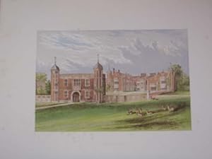 An Original Antique Woodblock Colour Print Illustrating Charlecote in Warwick from The Picturesqu...