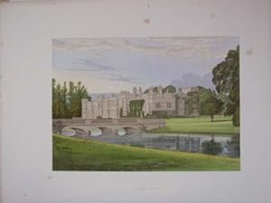 An Original Antique Woodblock Colour Print Illustrating Deene Park in Northamptonshire from The P...