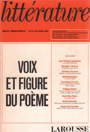 Revue trimestrielle litterature n° 59 / voix et figure du poeme