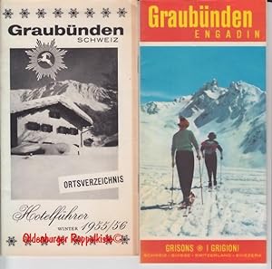GRAUBÜNDEN Hotelführer 1955/56 sowie Faltkarte mit Tourist-Informationen -