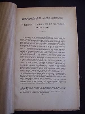 Le journal du chevalier de Belchamps en 1726 et 1727