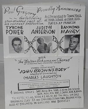 Paul Gregory proudly presents John Brown's Body adapted and directed by Charles Laughton [handbill]