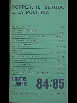 Biblioteca della liberta' - Popper: il metodo e la politica numero 84/85