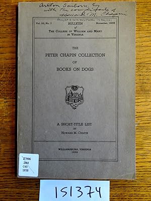 The Peter Chapin Collection of Books on Dogs: A Short-Title List
